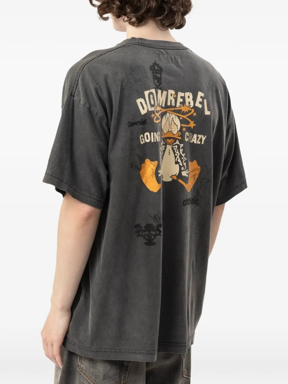 DOMREBEL Cray T-shirt met grafische print Zwart