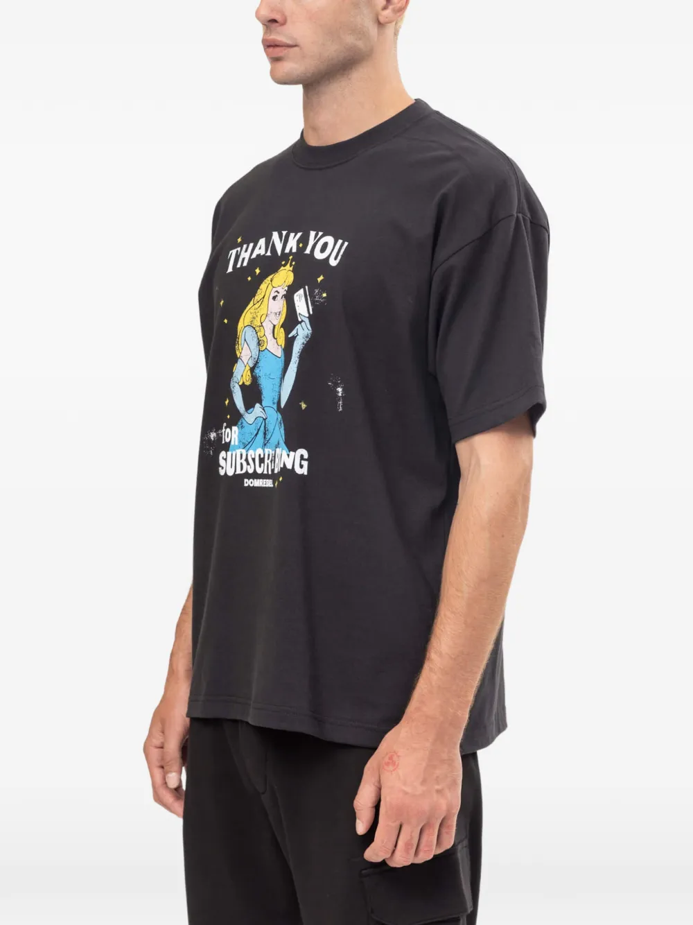 DOMREBEL T-shirt met abonnement Zwart