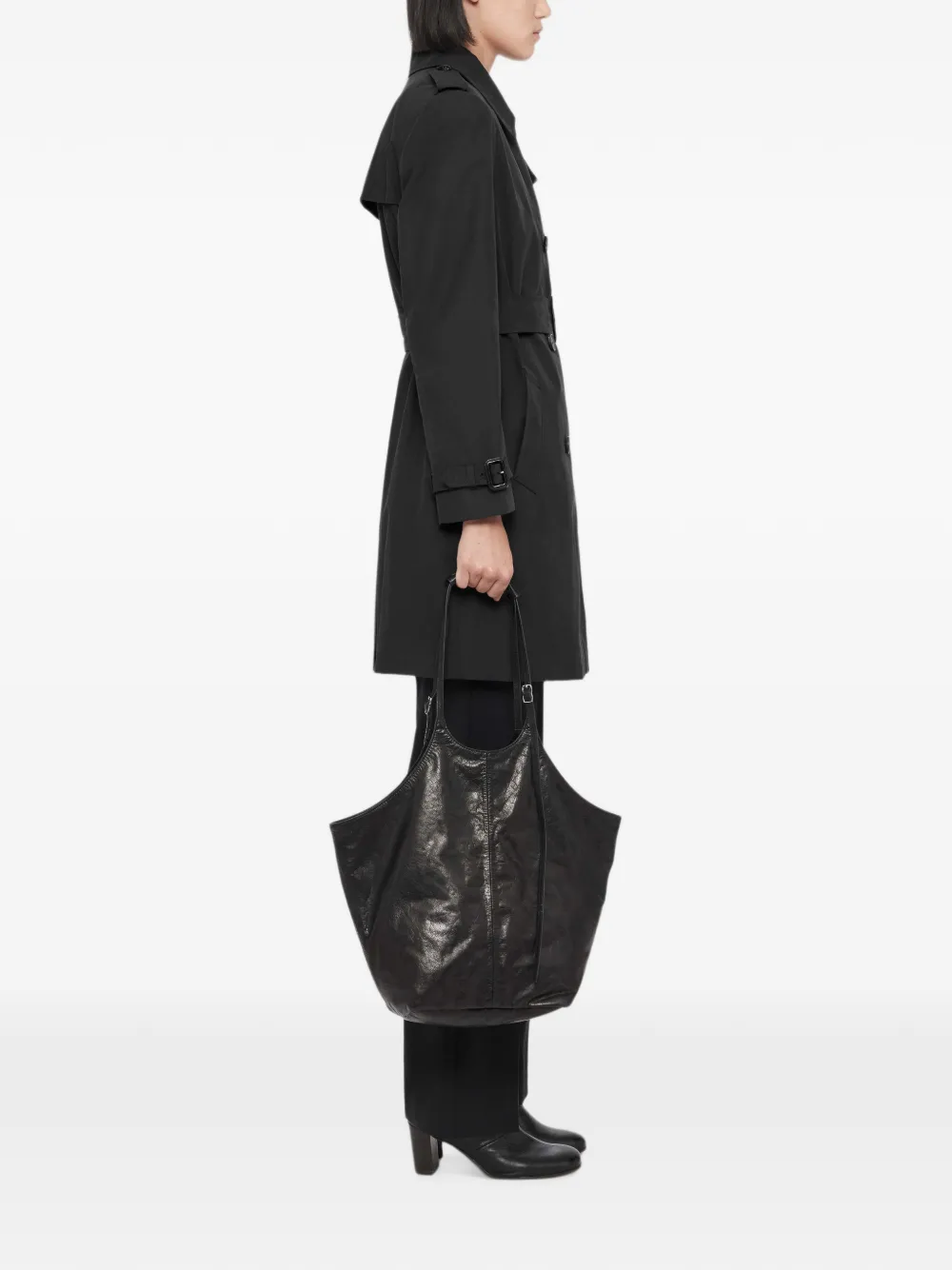 AllSaints Leonard trenchcoat met dubbele rij knopen Zwart