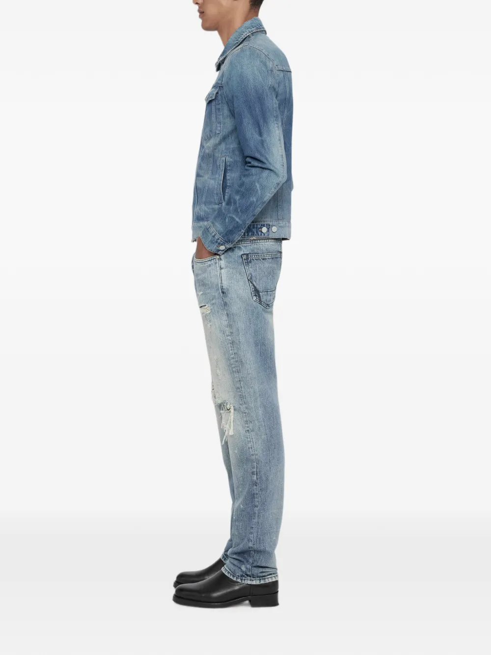 AllSaints Trucker denim jack Blauw