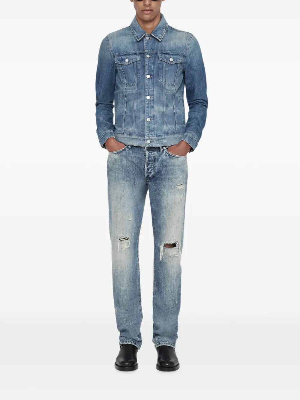 AllSaints Trucker denim jack Blauw