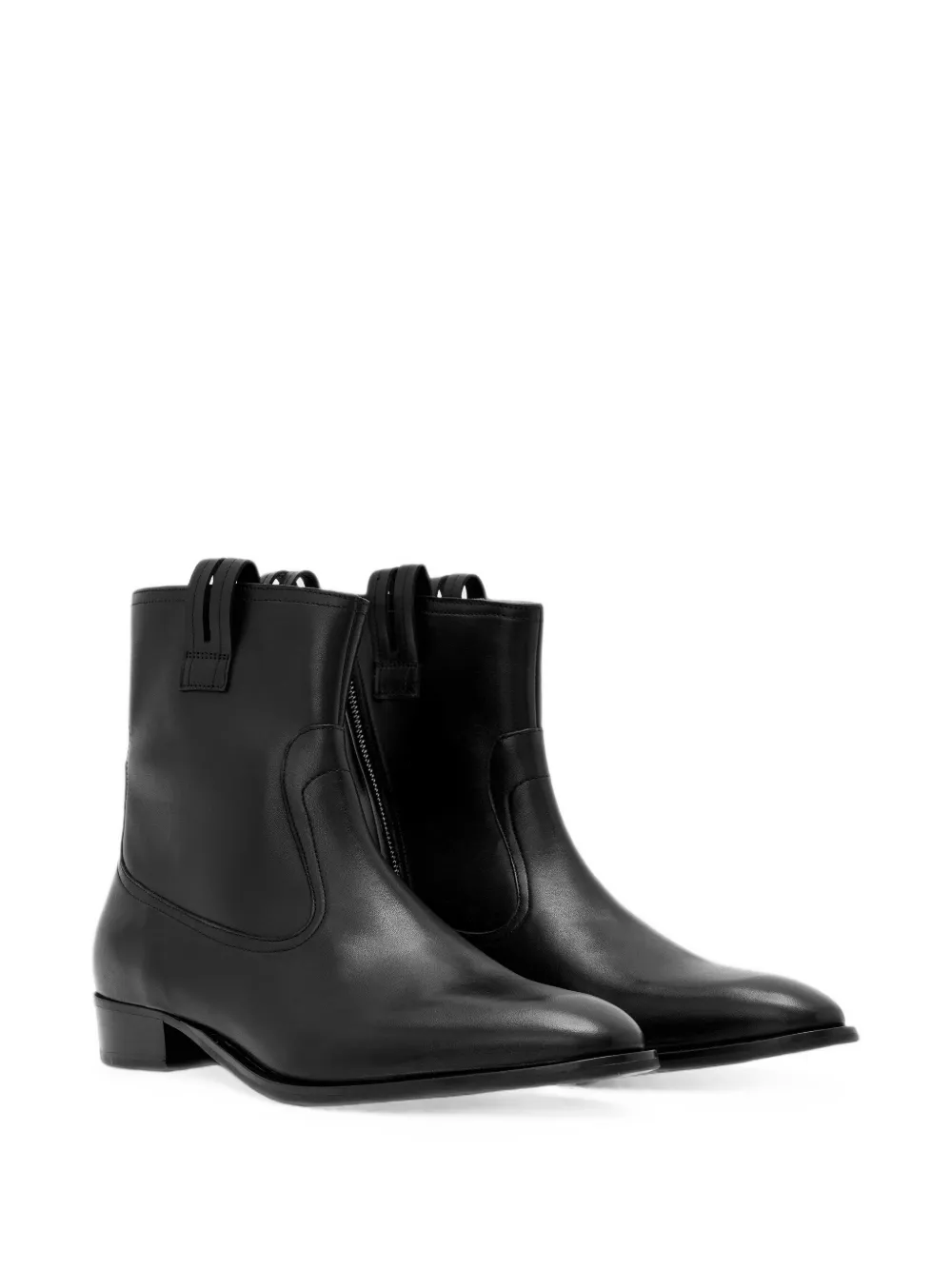 AllSaints Hiro zip-up leather boots Zwart