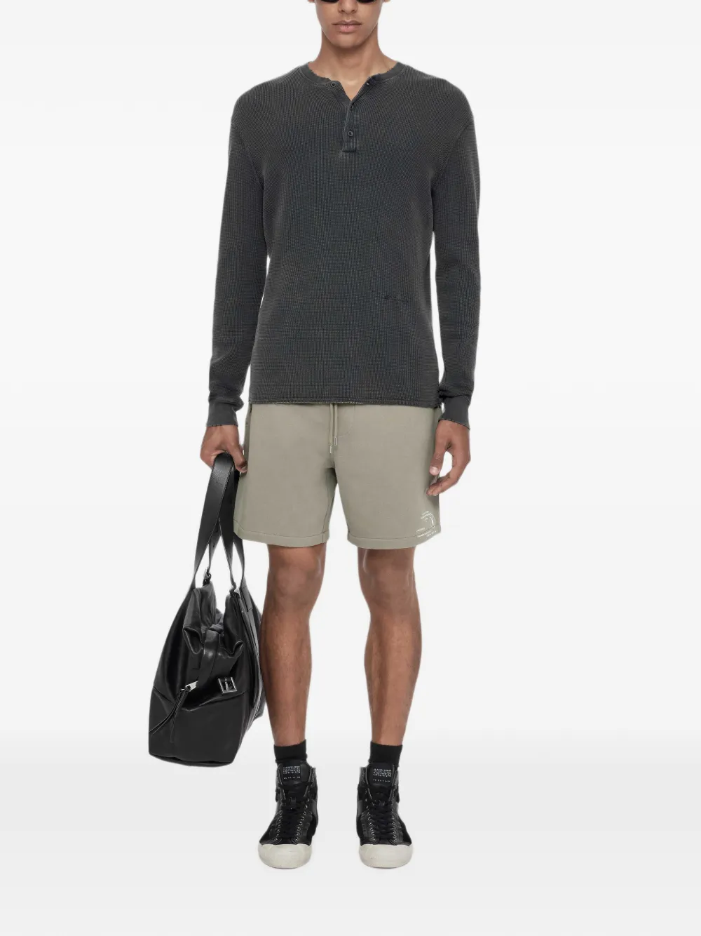 AllSaints Raphy joggingshorts met trekkoord en logoprint Groen