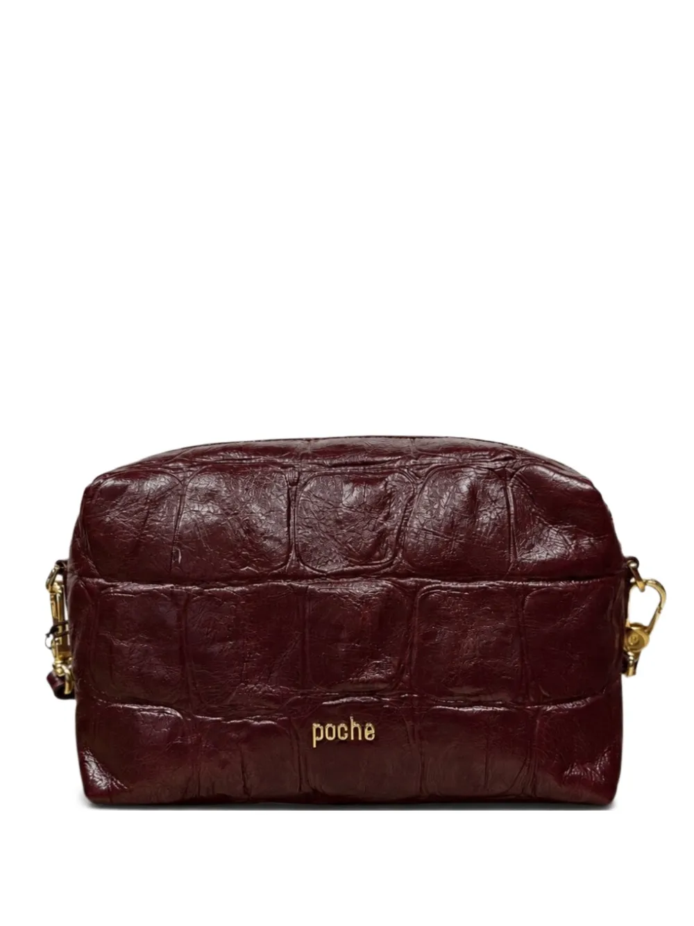 Poche Paris croc-effect leather clutch bag - Rosso