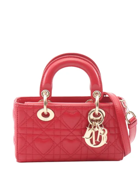 Christian Dior Pre-Owned 2000-2026 bolsa satchel Cannage Lady D Joy micro de piel de cordero