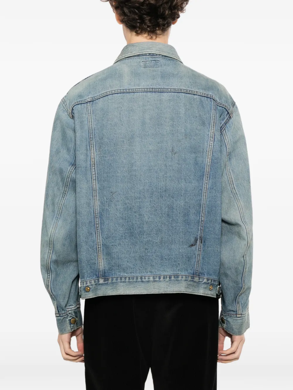 KAMIYA Denim jack met vervaagd effect en drukknopen Blauw