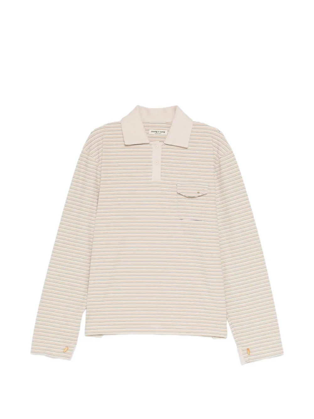 YOUNG N SANG striped long-sleeve polo shirt