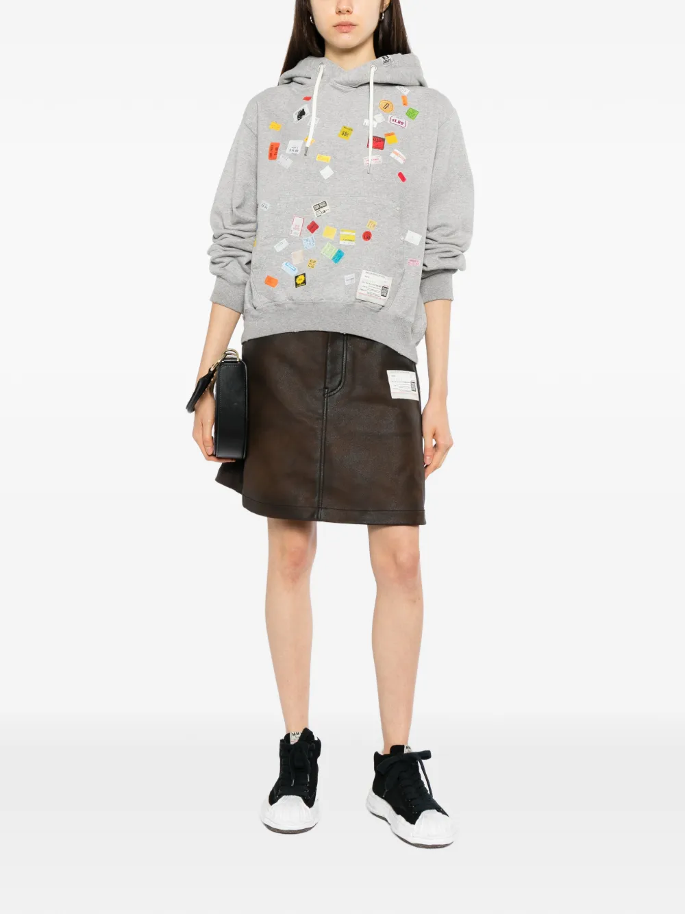 Maison MIHARA YASUHIRO price tag sticker printed hoodie Grijs