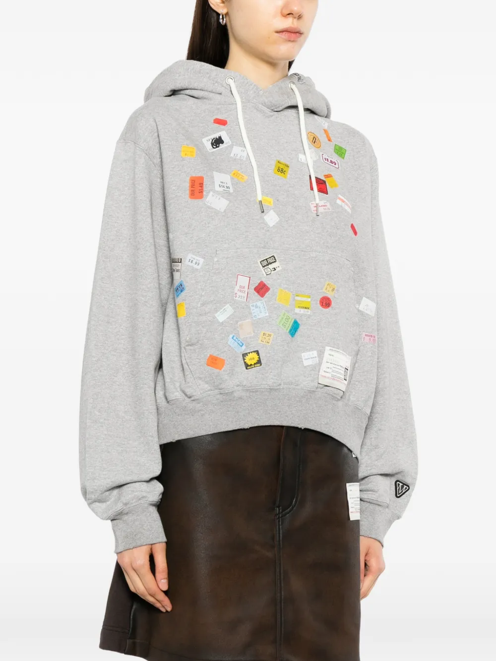 Maison MIHARA YASUHIRO price tag sticker printed hoodie Grijs