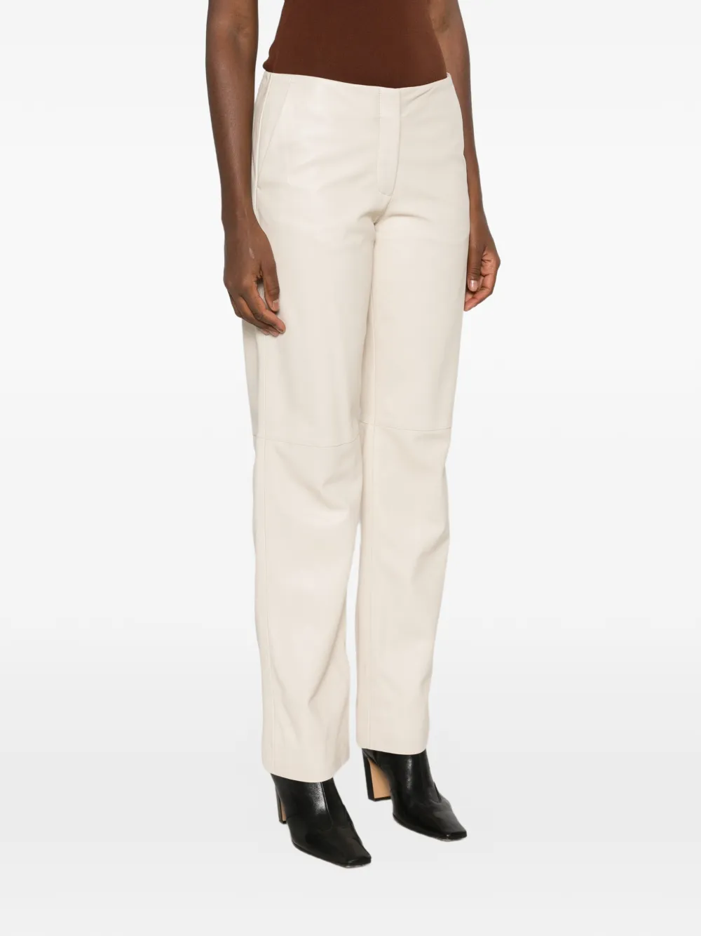 TOTEME Leren broek Beige