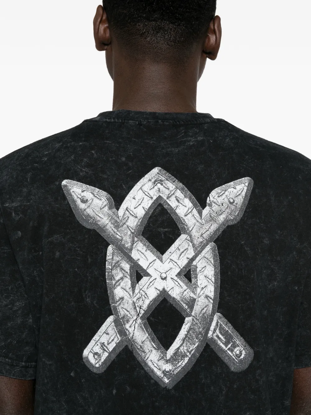 Daily Paper T-shirt met acid-wassing en grafische print Zwart