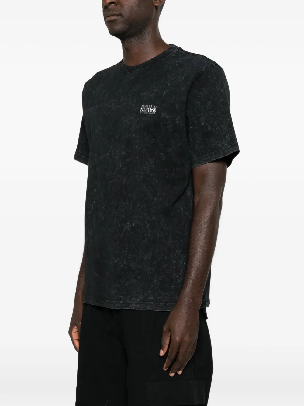 Daily Paper T-shirt met acid-wassing en grafische print Zwart