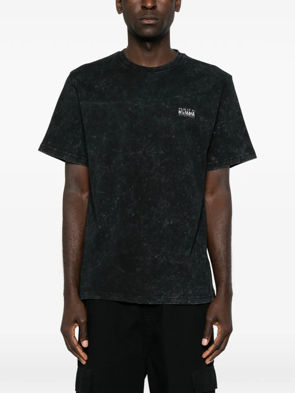 Daily Paper T-shirt met acid-wassing en grafische print Zwart