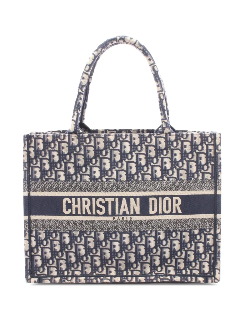 Christian Dior Pre-Owned 2015-2026 Mittelgroße Oblique Book Tote Bag aus besticktem Canvas - Blau