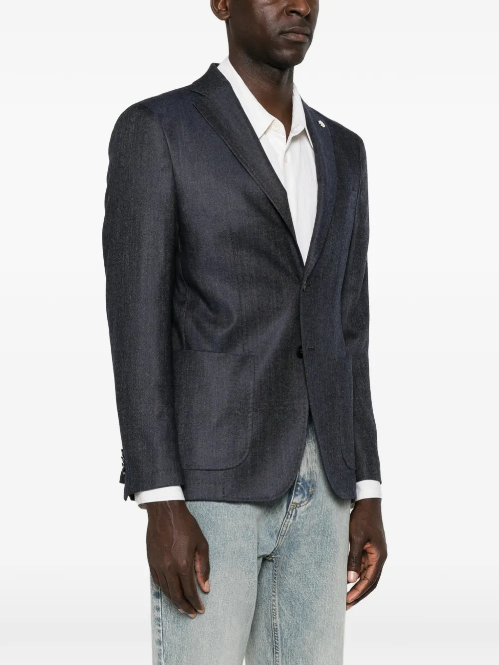 Manuel Ritz Blazer met enkele rij knopen en gekerfde revers Blauw