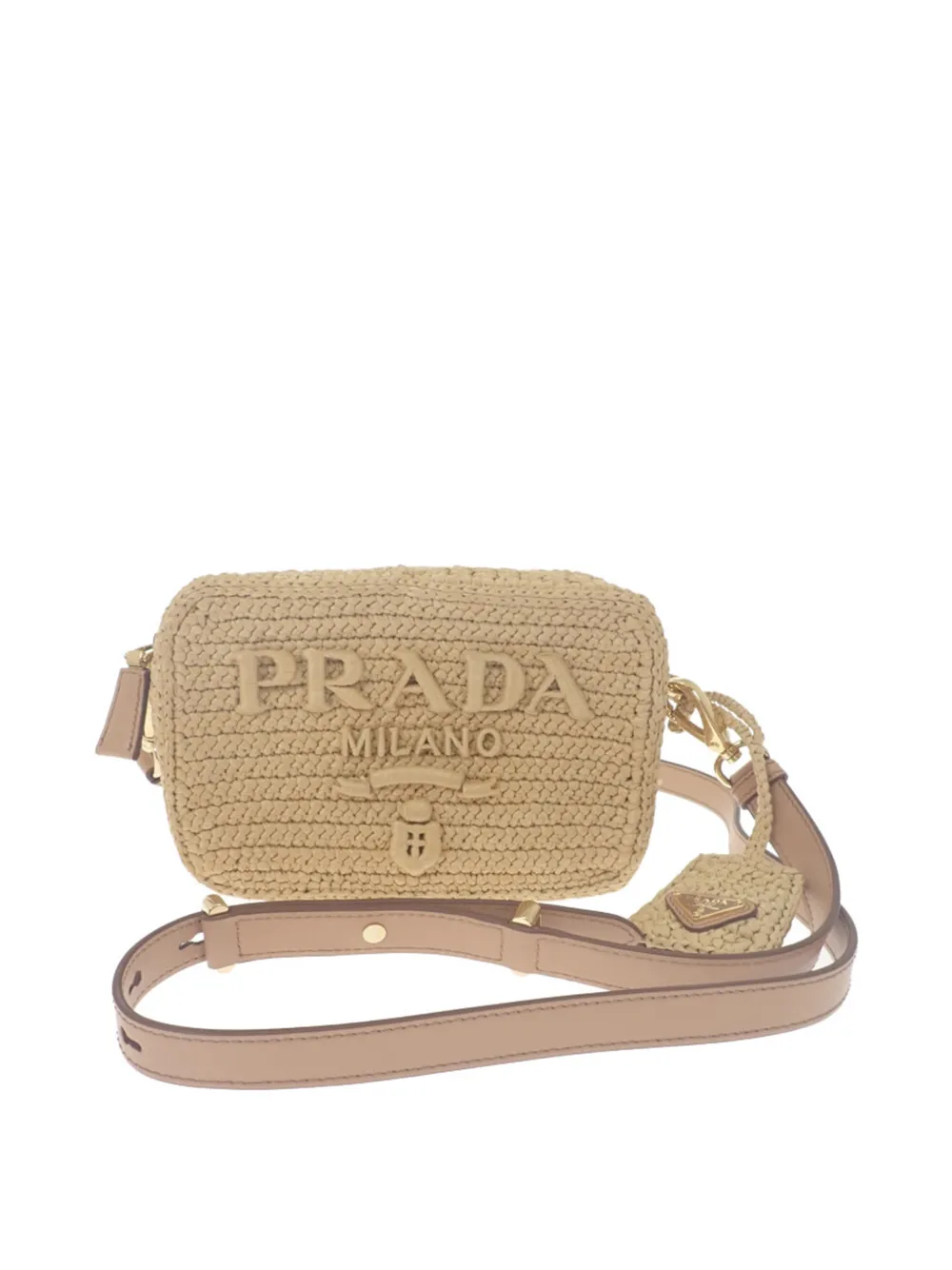 Prada Pre-Owned 2013-2026 Yarn Effect Raffia Crochet Brique crossbody bag - Toni neutri