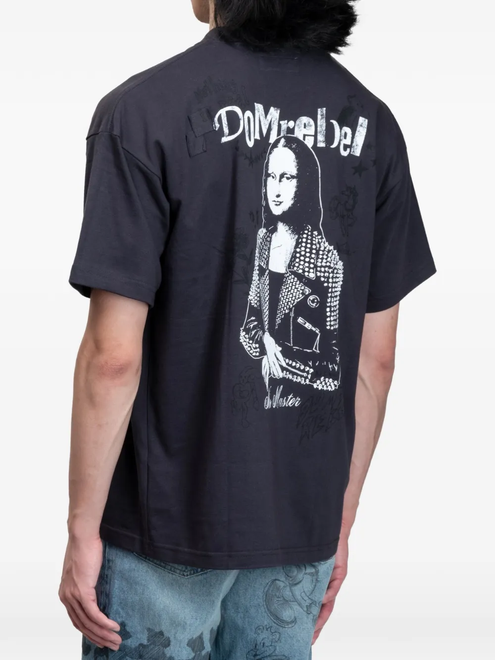 DOMREBEL She Is Her T-shirt verfraaid met stras en print Zwart