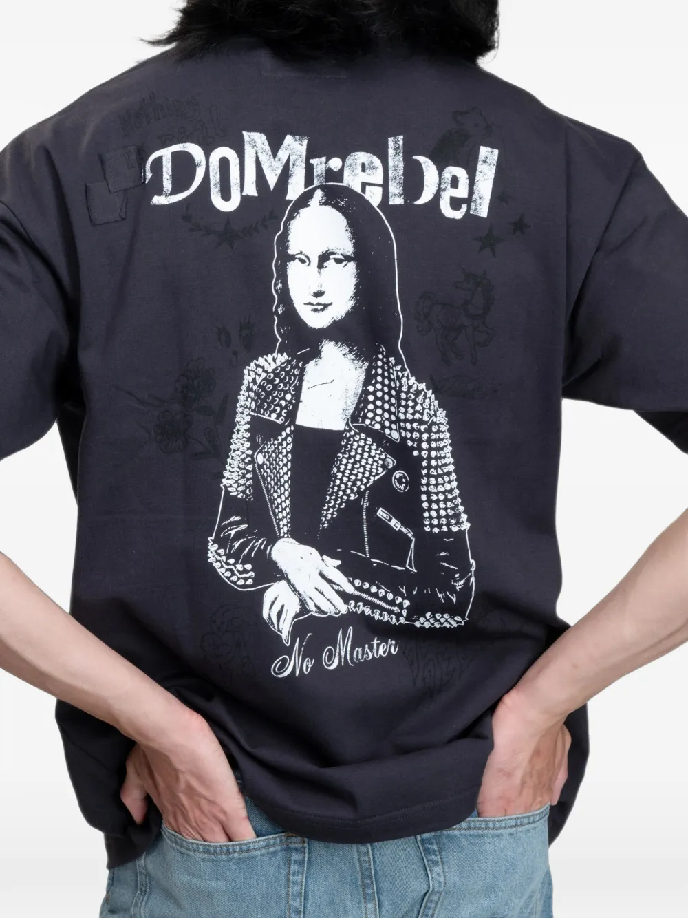 DOMREBEL She Is Her T-shirt verfraaid met stras en print Zwart