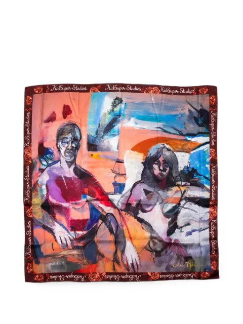 KidSuper Man and Woman Painting silk scarf
