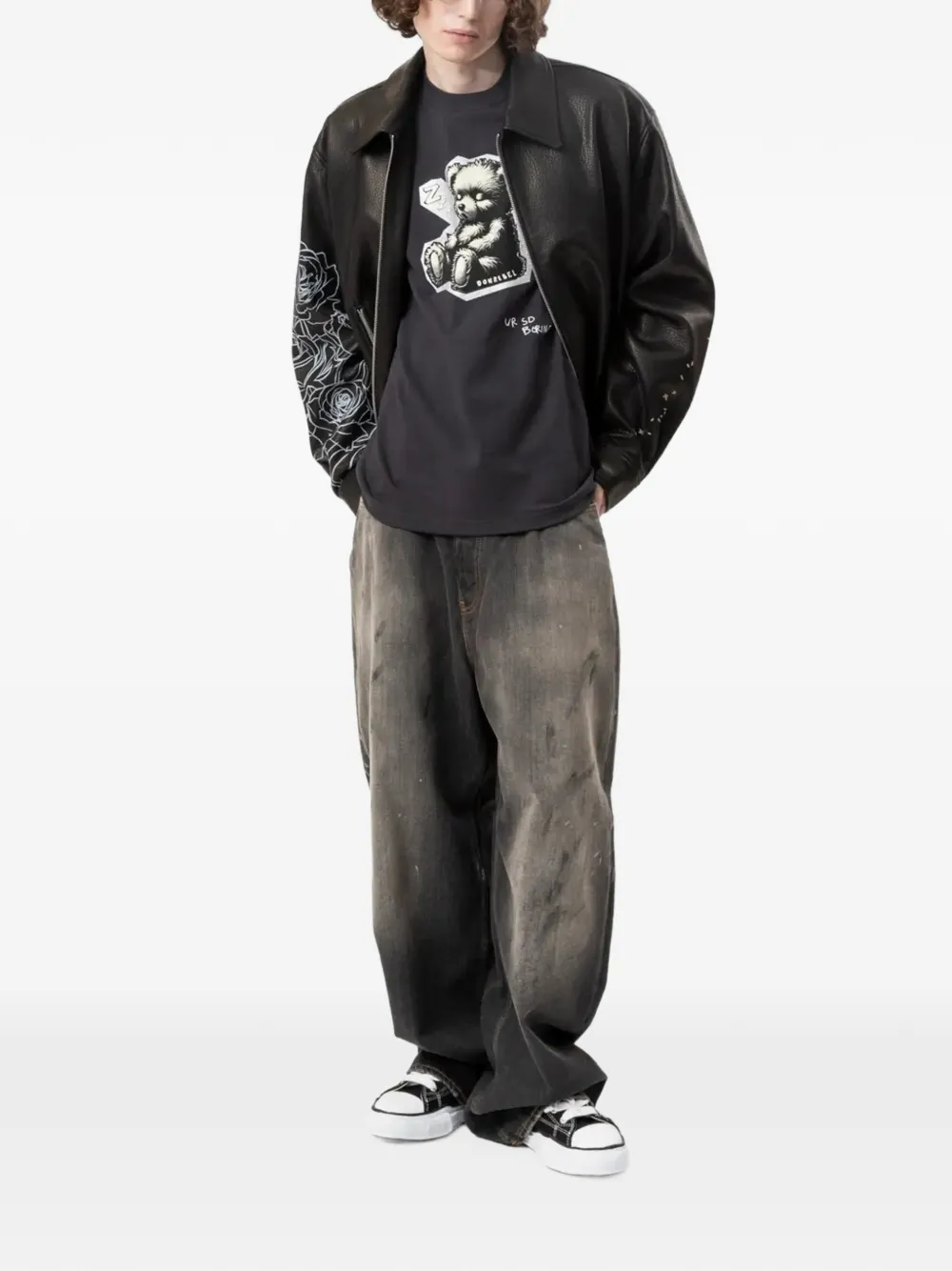 DOMREBEL Roses lamsleren jack Zwart