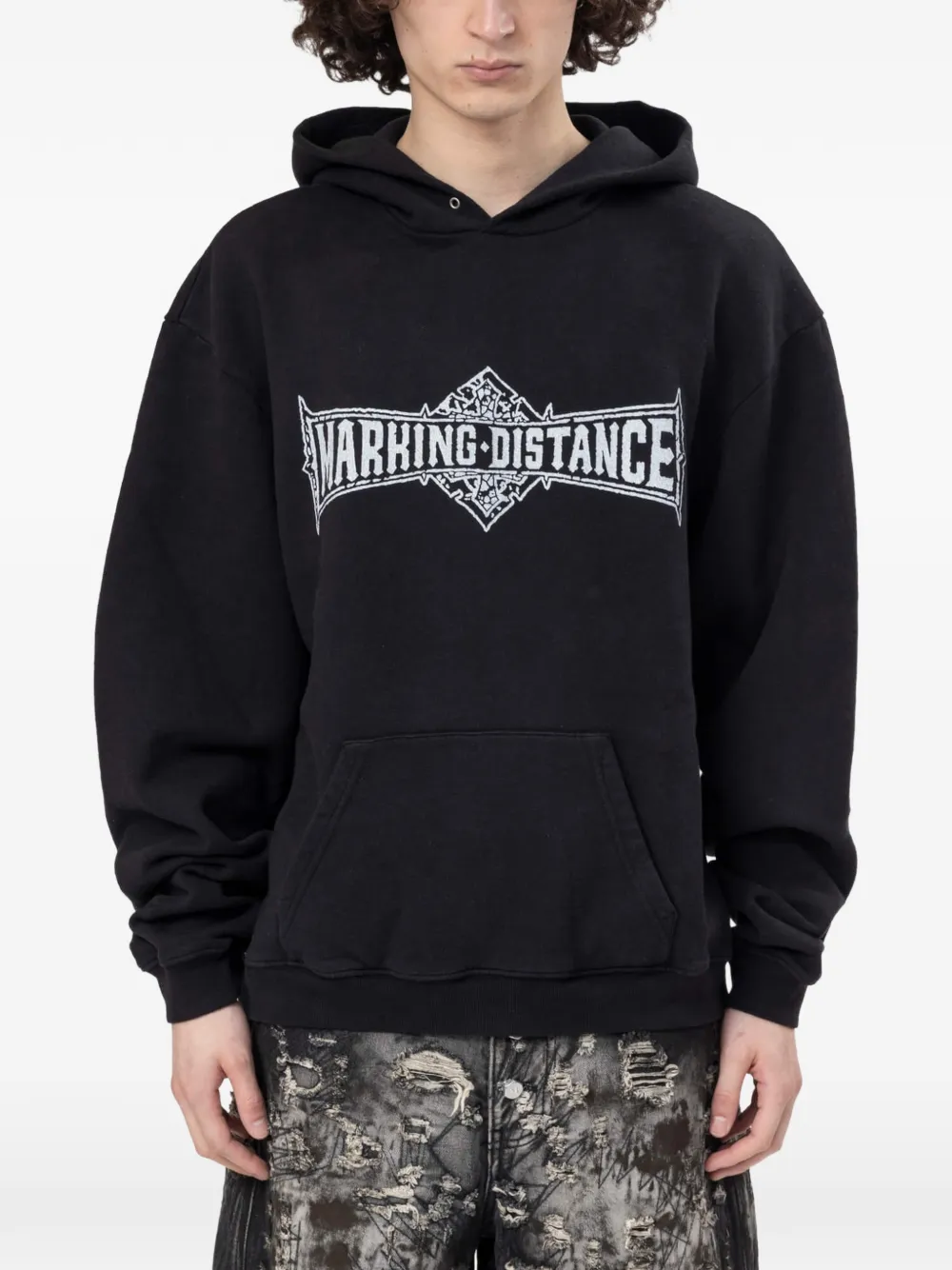 MARKING DISTANCE Crusade logo-print hoodie - Black