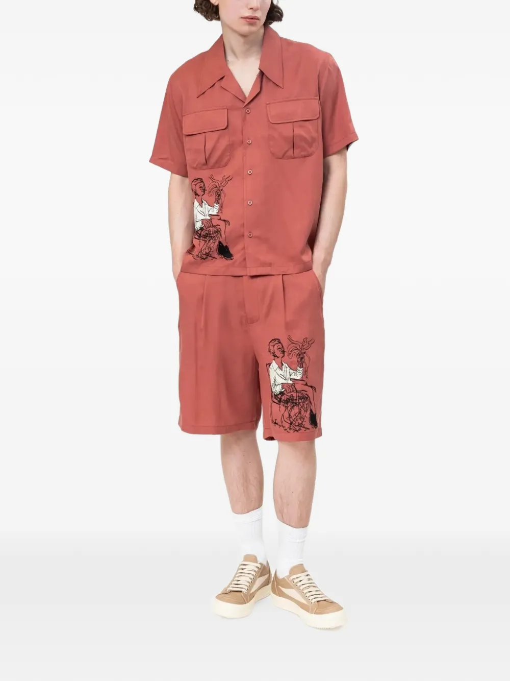 KidSuper Tecnacolor Dreams embroidered shorts Rood