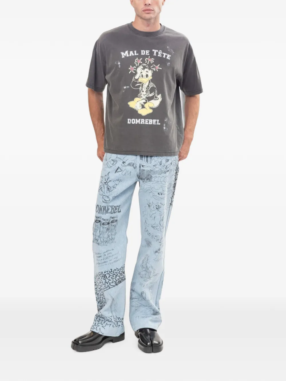 DOMREBEL Katoenen T-shirt met grafische print Grijs