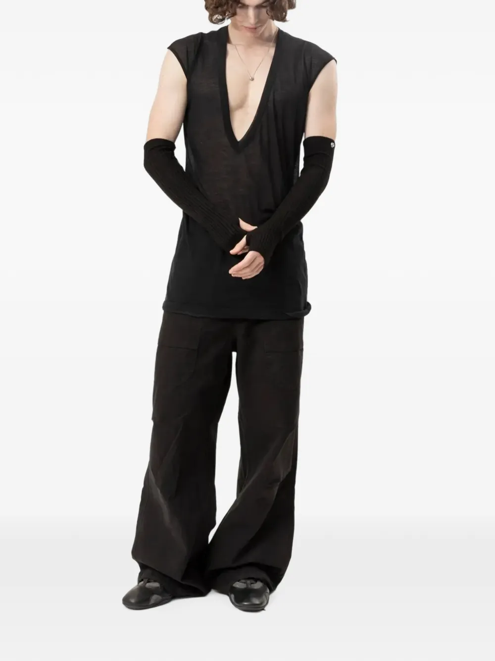 Rick Owens rib-knit arm warmers Zwart