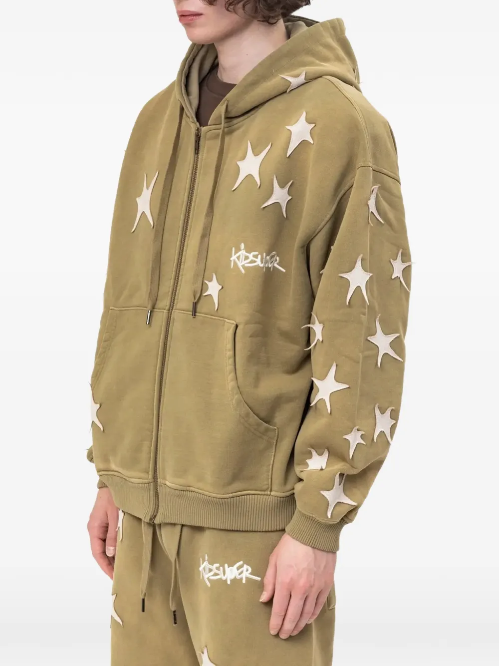 KidSuper patchwork star-appliqué hoodie Groen