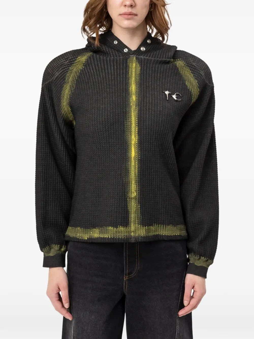THUG CLUB Bulk wafelgebreide hoodie Zwart