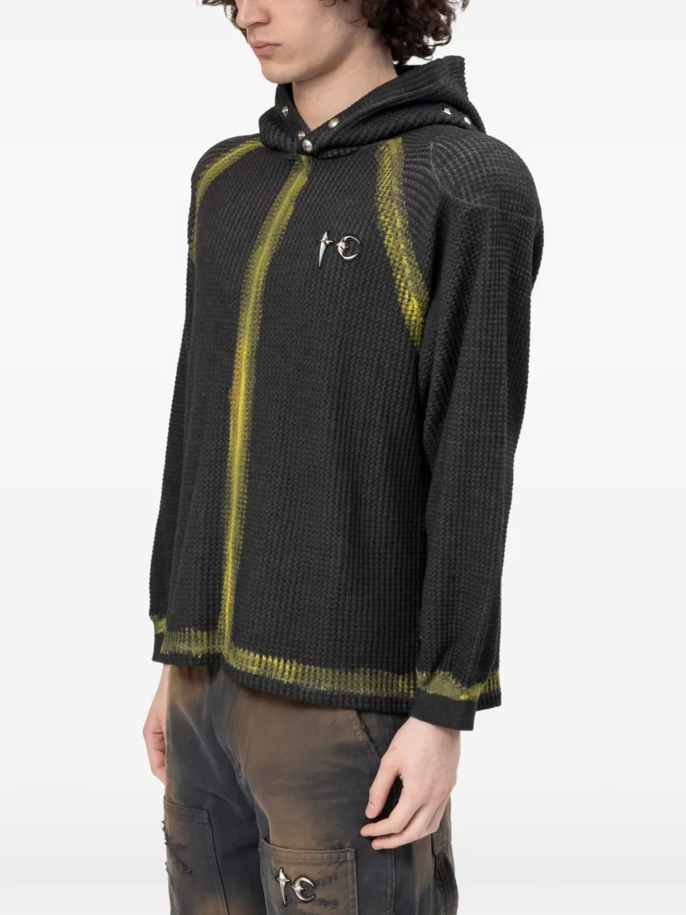 THUG CLUB Bulk wafelgebreide hoodie Zwart
