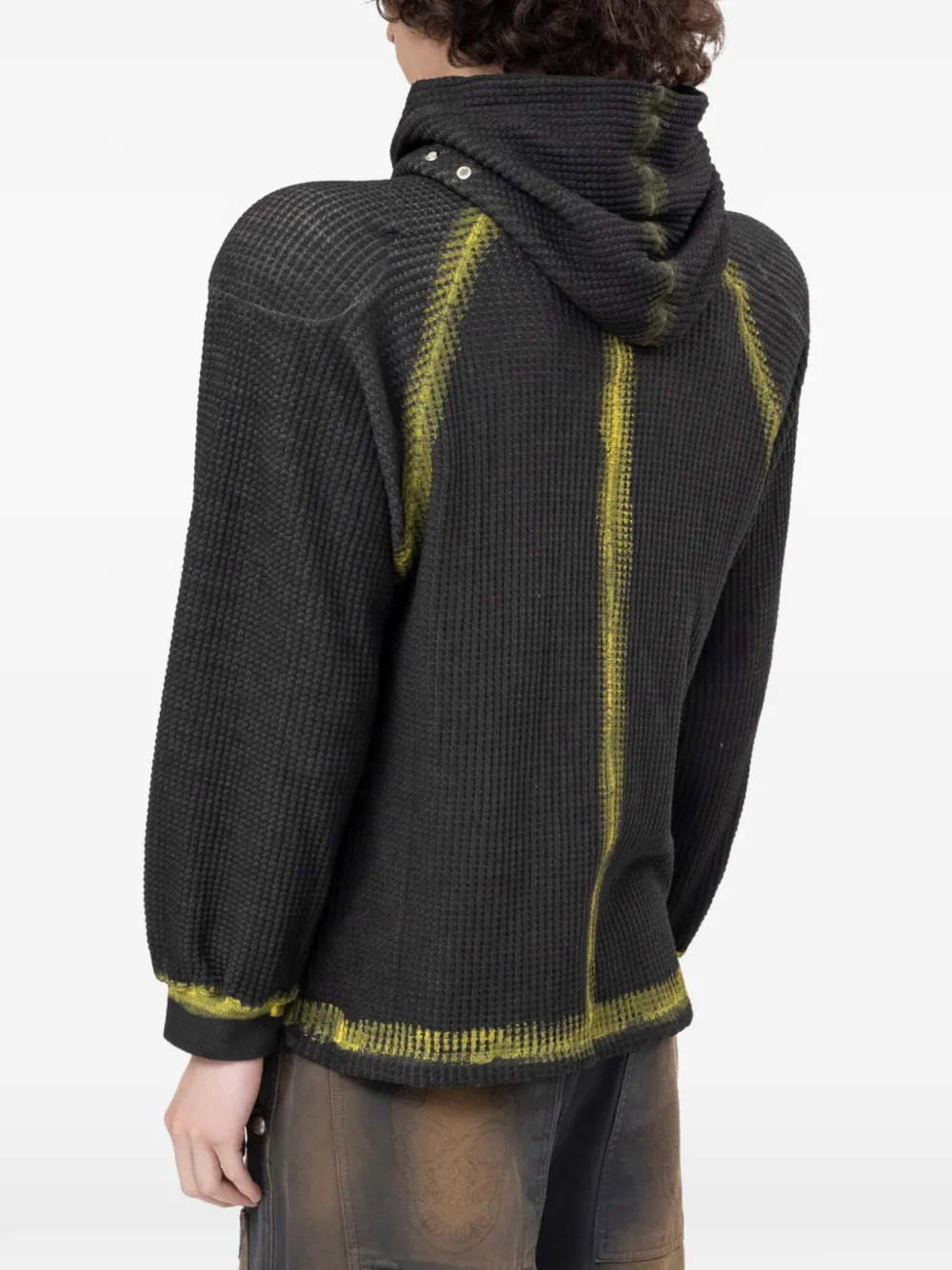 THUG CLUB Bulk wafelgebreide hoodie Zwart