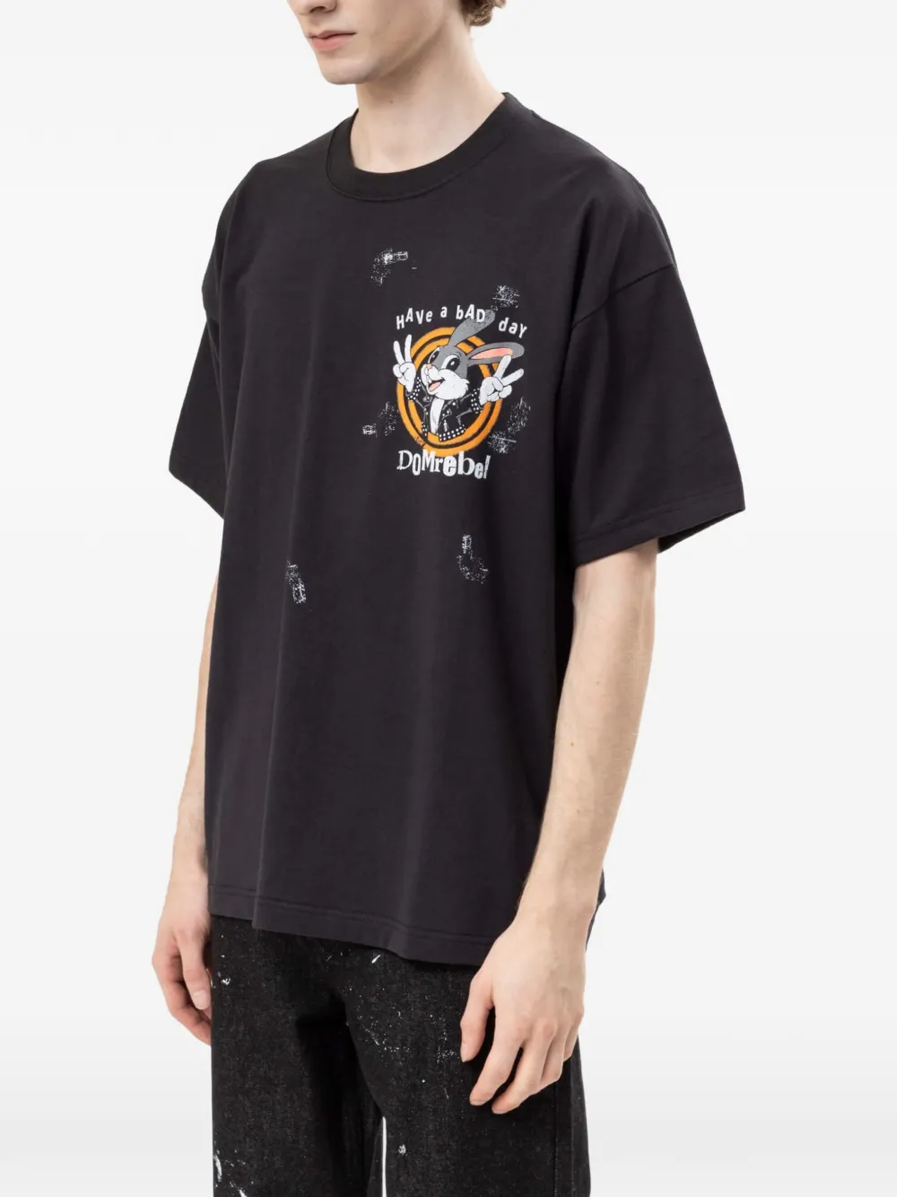 DOMREBEL T-shirt met grafische print Zwart