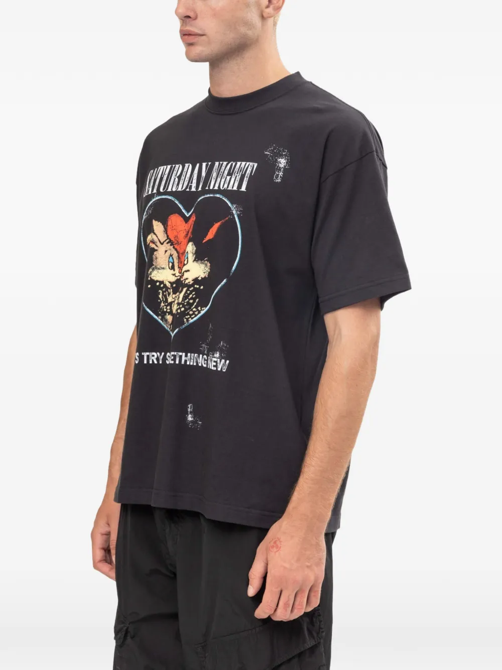 DOMREBEL Saturday grafische print T-shirt Zwart