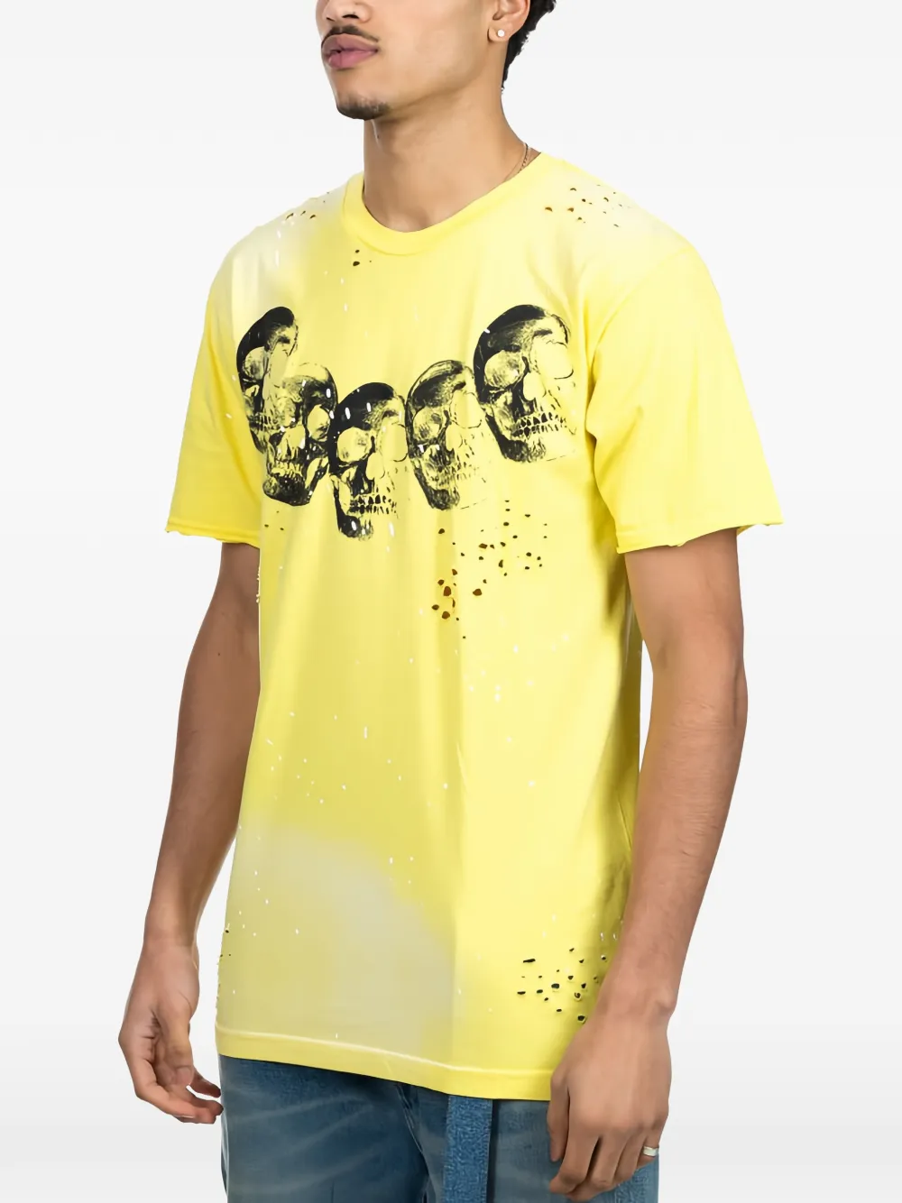 DOMREBEL Amigos T-shirt met verfspatten Geel