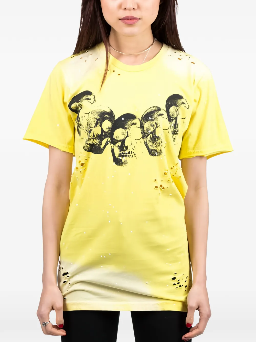 DOMREBEL Amigos T-shirt met verfspatten Geel