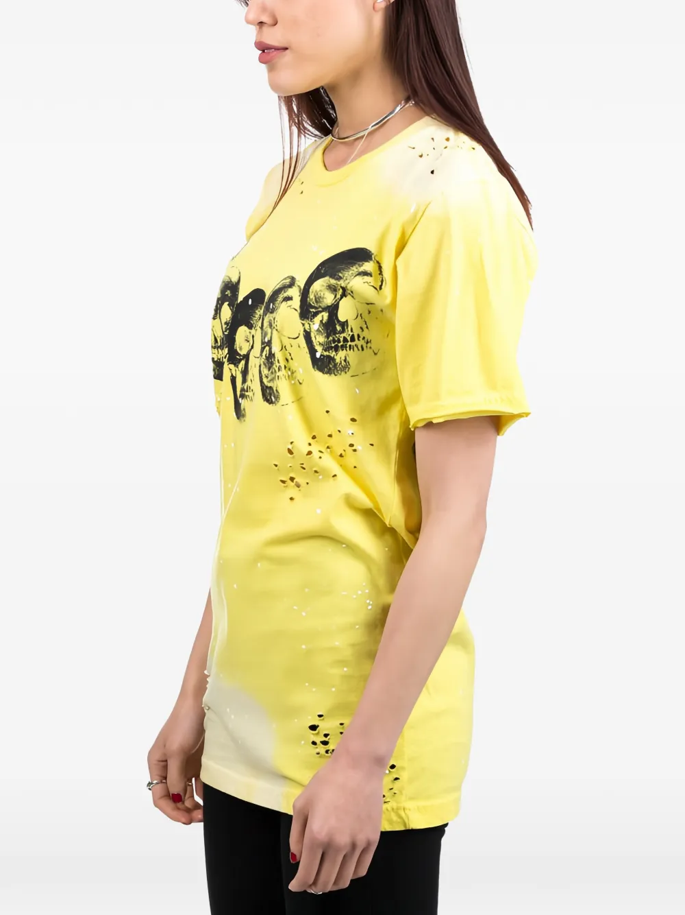 DOMREBEL Amigos T-shirt met verfspatten Geel
