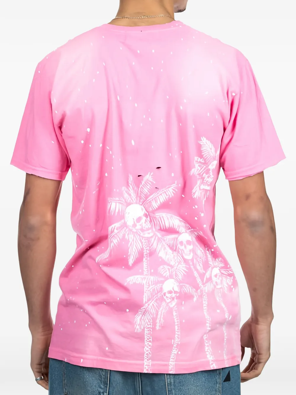 DOMREBEL T-shirt met verfspatten en doodskopprint Roze
