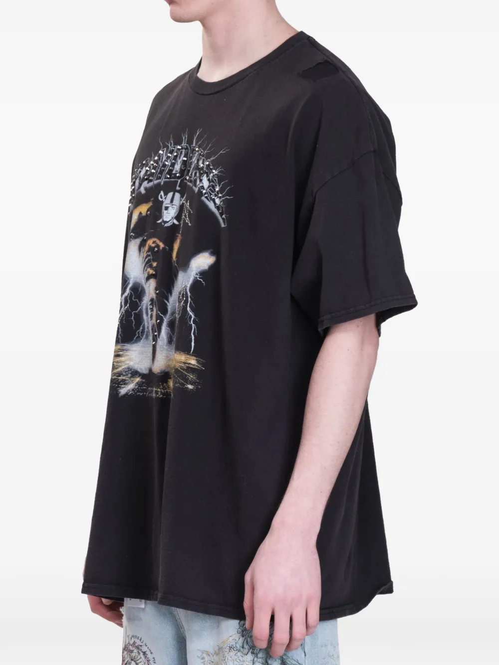 DOMREBEL Raiders T-shirt met grafische print Zwart