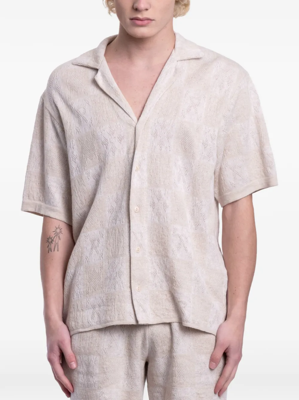 Represent check-pattern crochet shirt