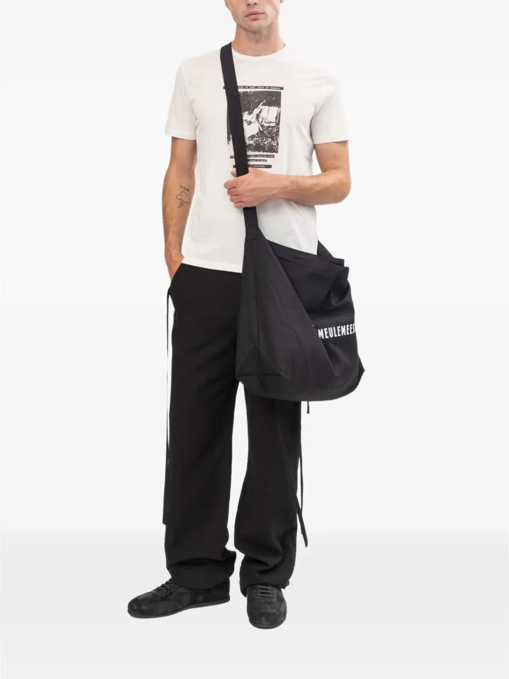 Ann Demeulemeester Schoudertas met logoprint Zwart