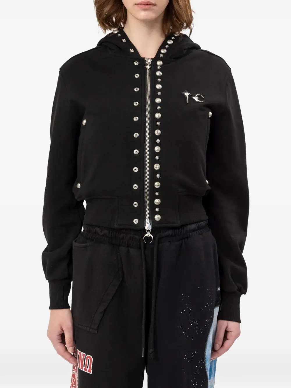 THUG CLUB TC studded cropped hoodie