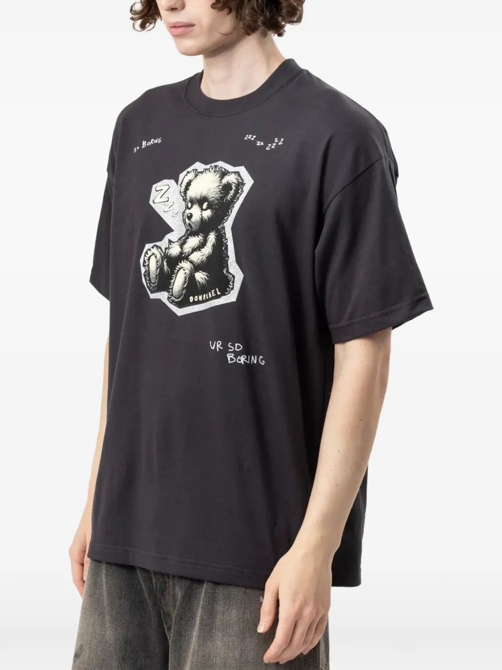 DOMREBEL T-shirt met ZZZ beer-print Zwart