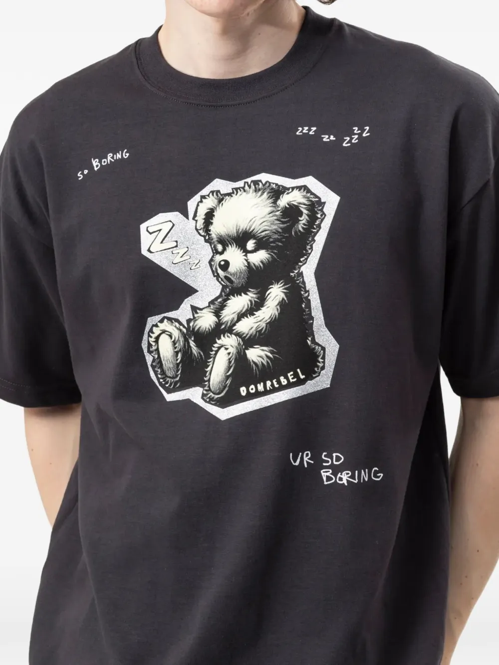 DOMREBEL T-shirt met ZZZ beer-print Zwart