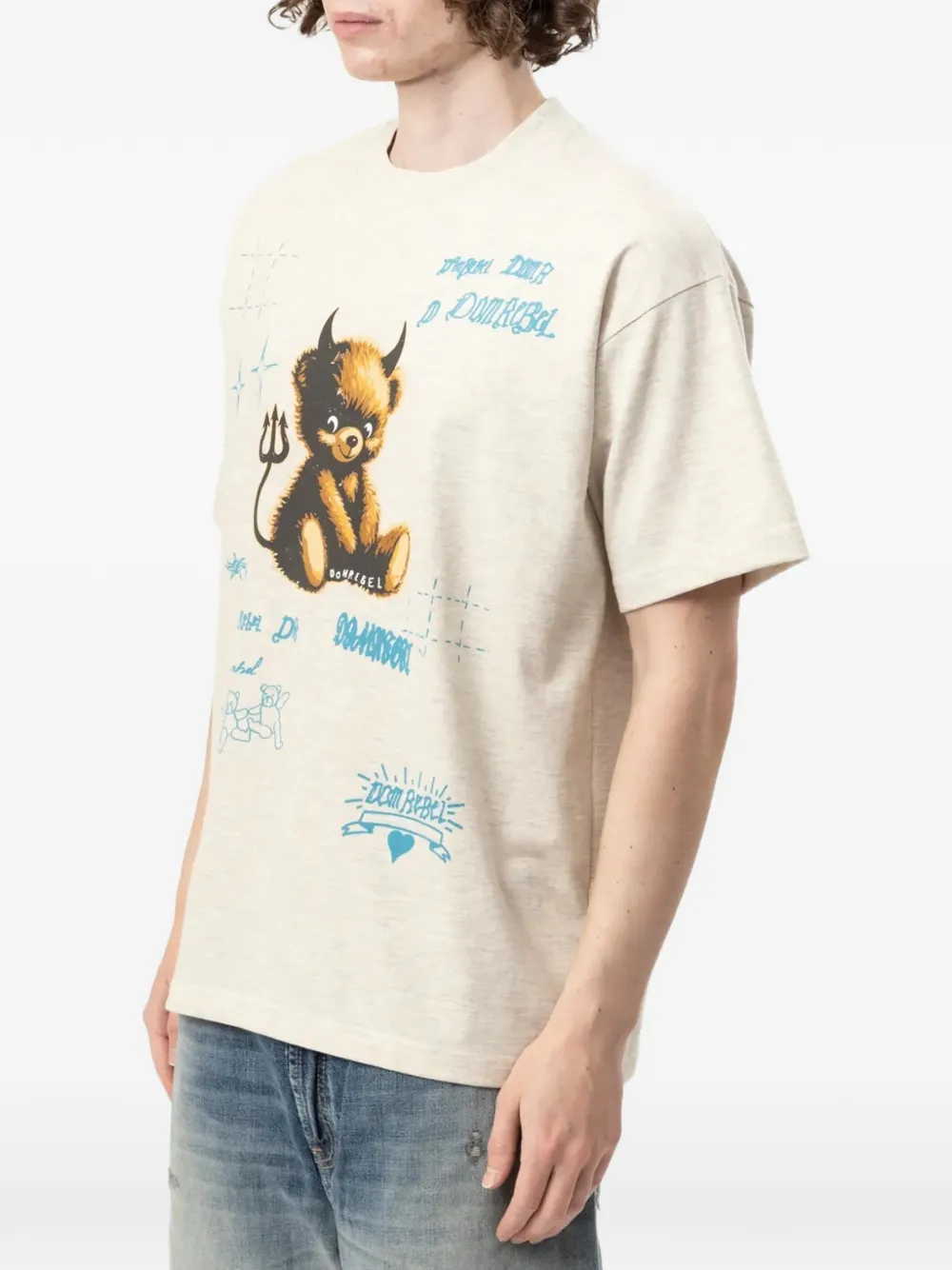 DOMREBEL Lil Dev T-shirt met grafische print Beige