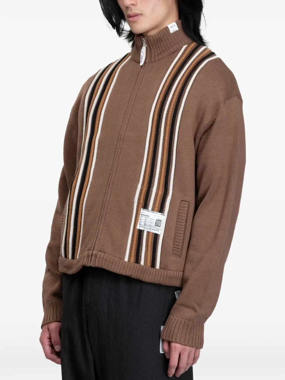 Maison MIHARA YASUHIRO Bedwin gestreept vest met rits Bruin