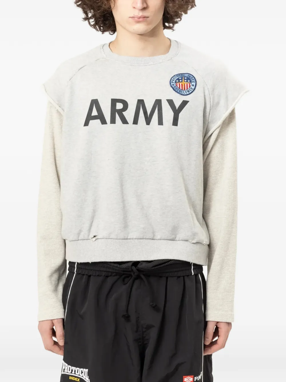 PROTOCOL INDEX layered-distressed sweatshirt