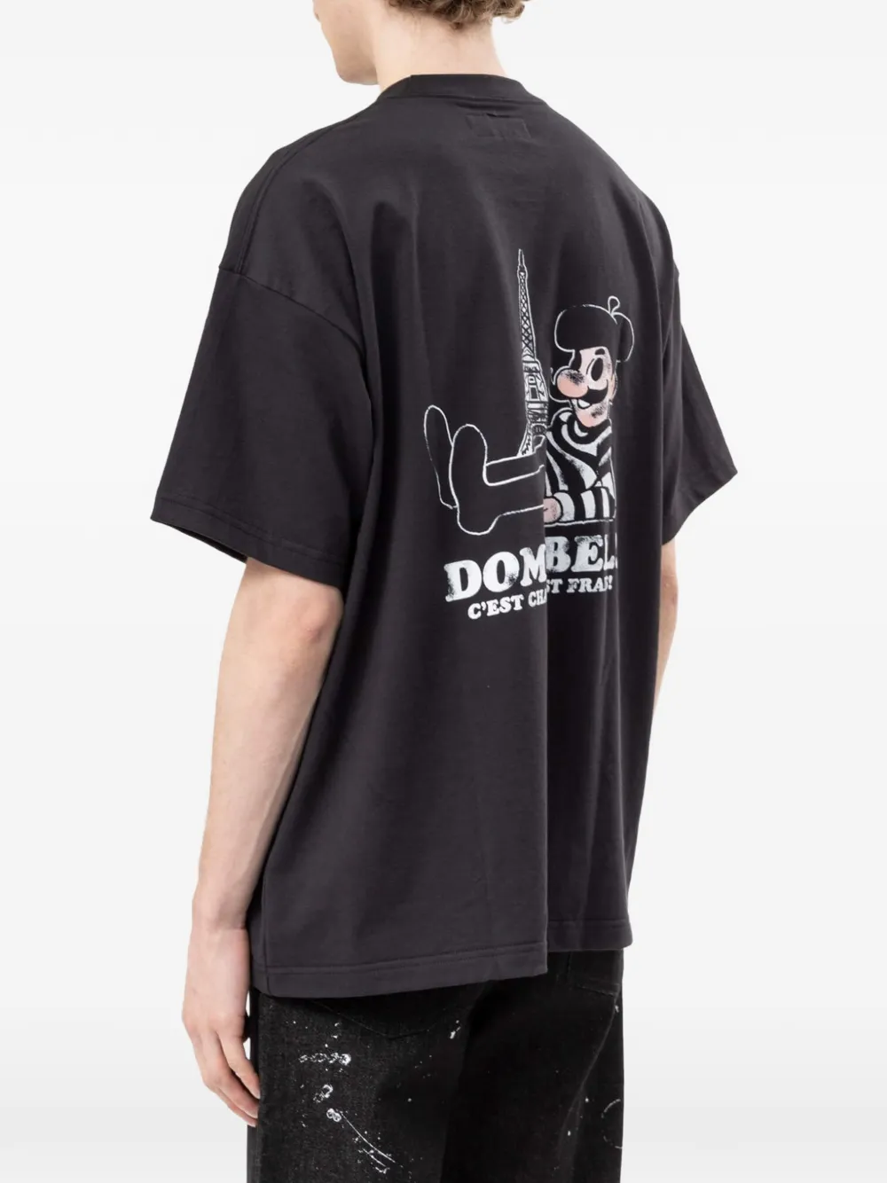 DOMREBEL Boxy T-shirt met cartoonprint Zwart