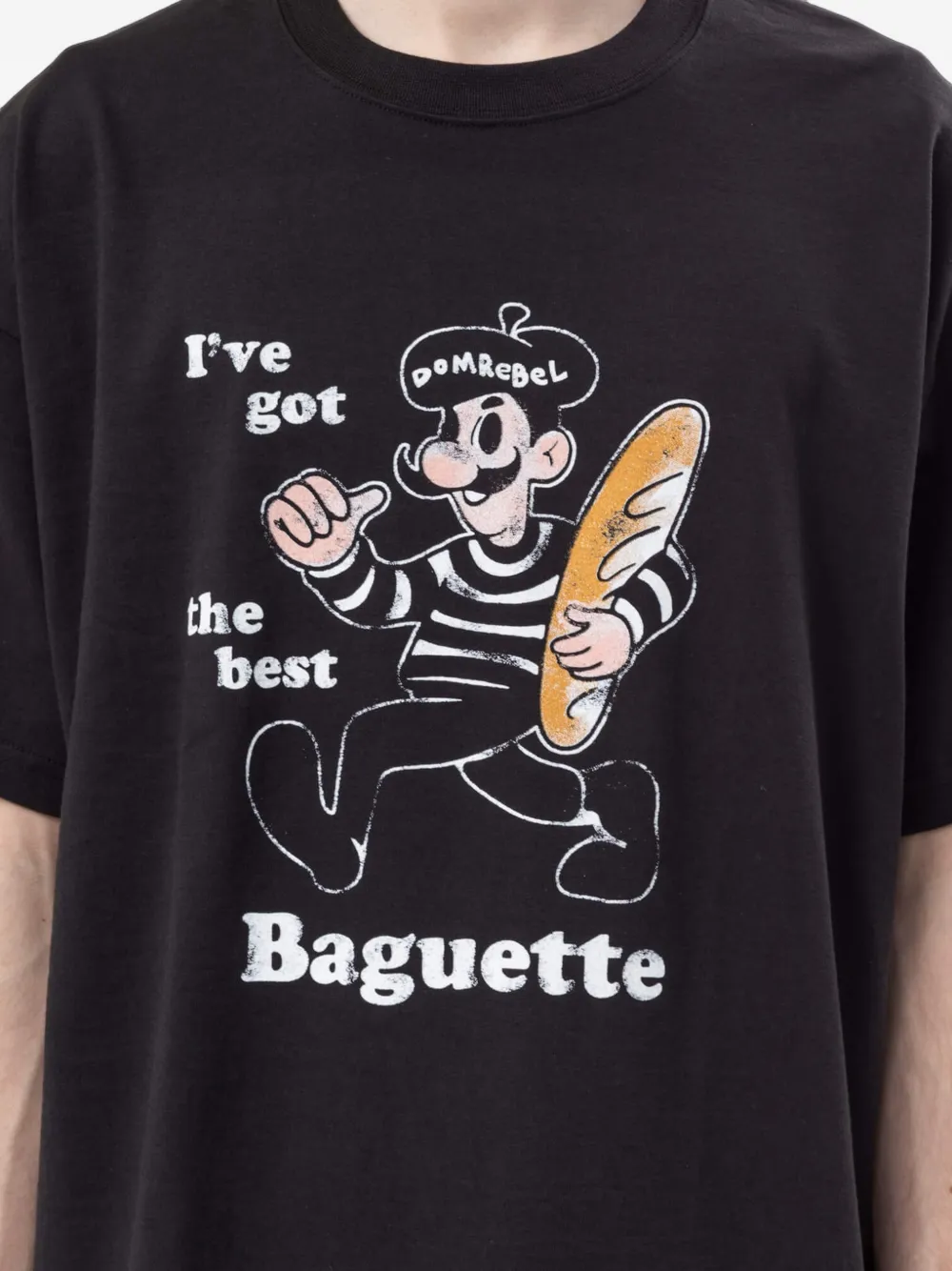 DOMREBEL Boxy T-shirt met cartoonprint Zwart