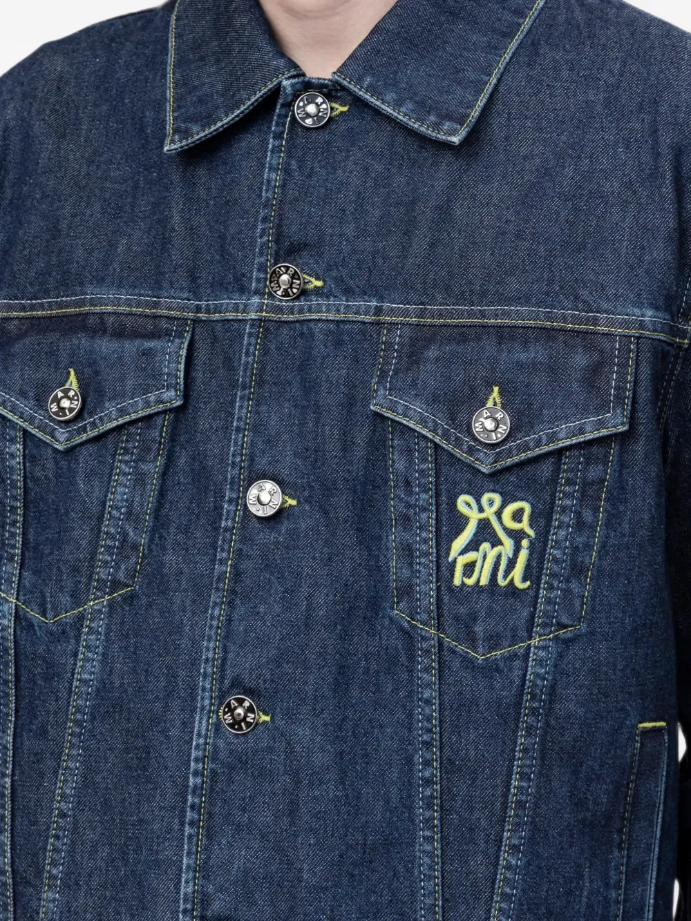 Marni Denim jack met geborduurd logo Blauw